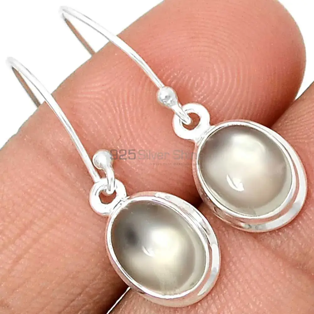 925 Sterling Silver Earrings In Natural Cat 'Eye Gemstone 925SE2360_1