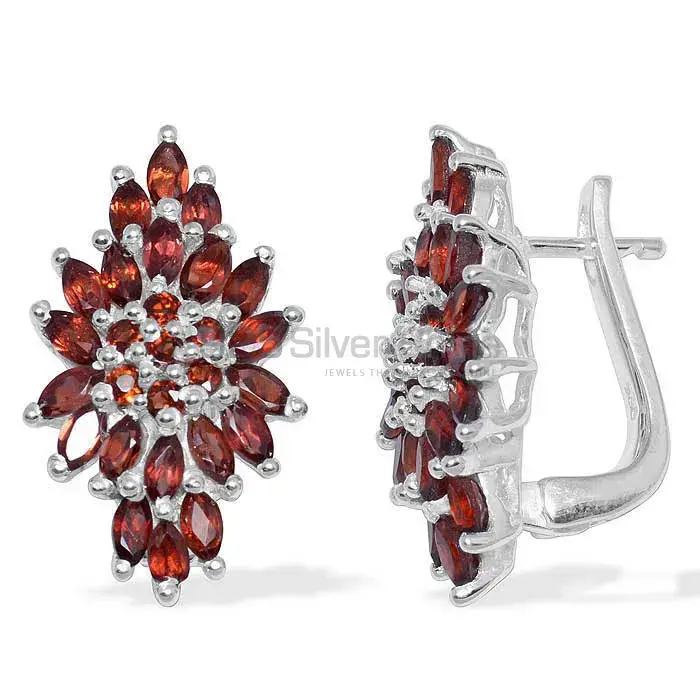 925 Sterling Silver Earrings In Natural Garnet Gemstone 925SE882_0