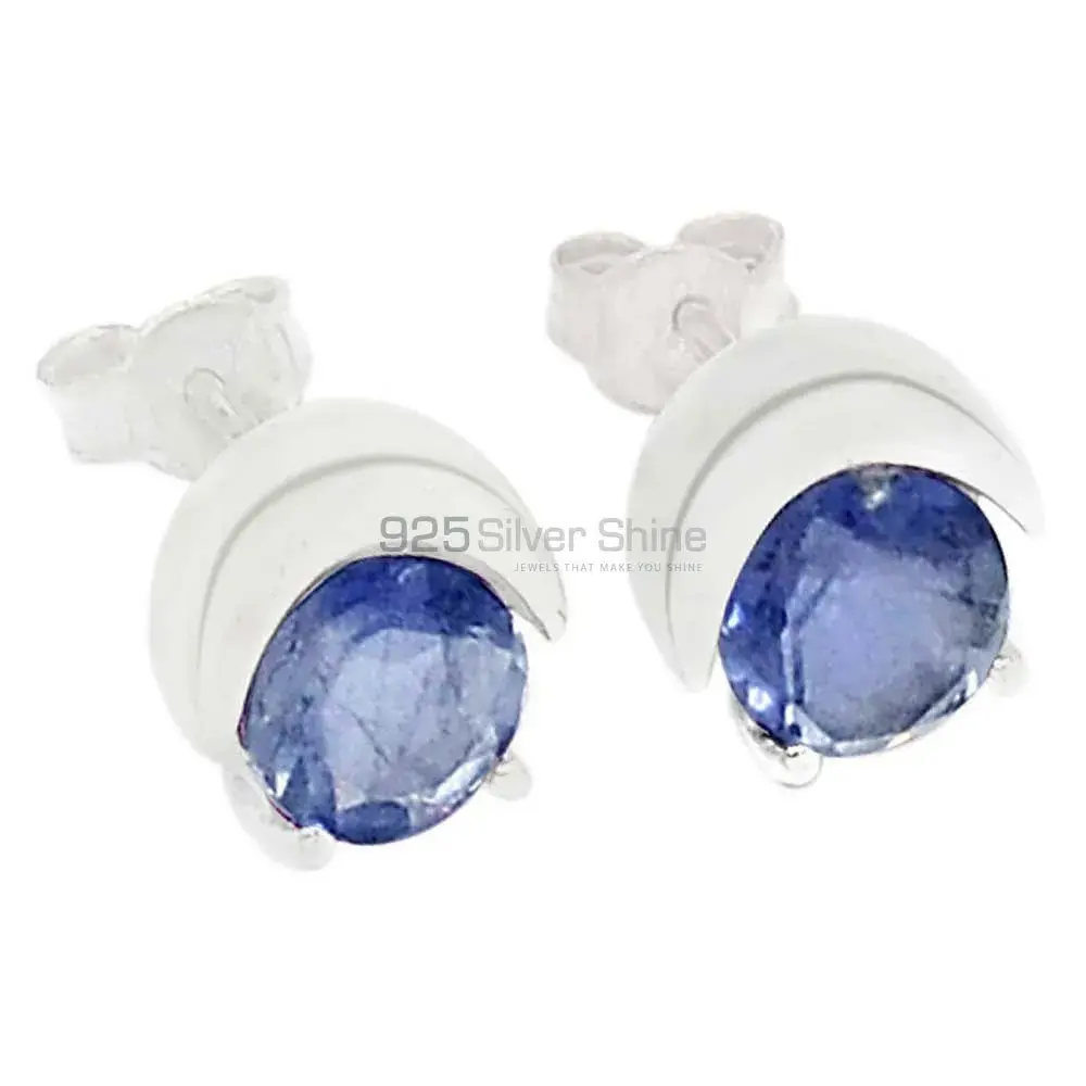 925 Sterling Silver Earrings In Natural Iolite Gemstone 925SE329_0