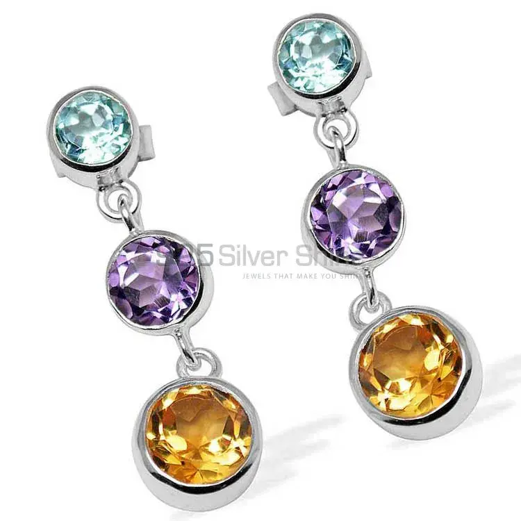 925 Sterling Silver Earrings In Natural Multi Gemstone 925SE1119_1