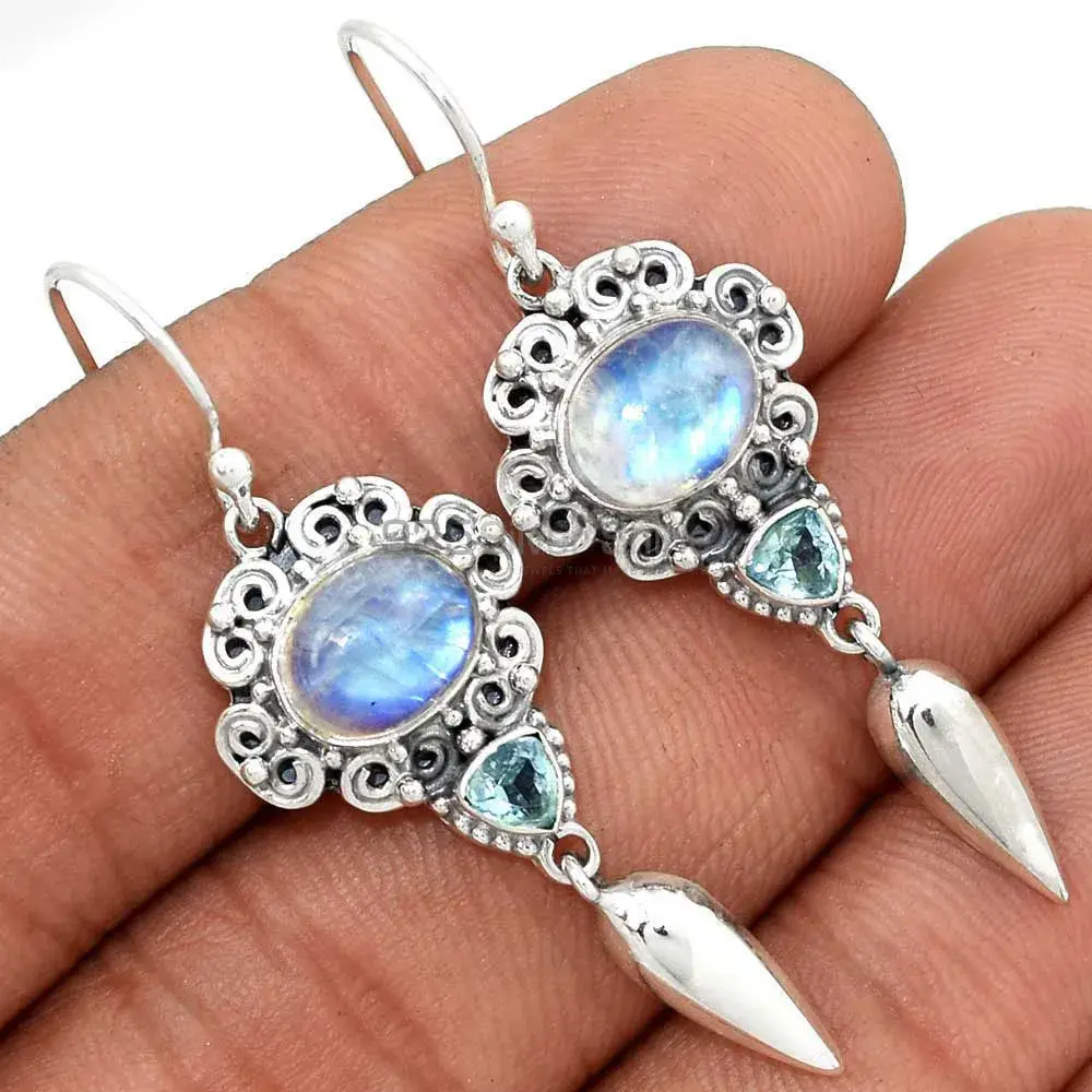 925 Sterling Silver Earrings In Natural Multi Gemstone 925SE2439_1