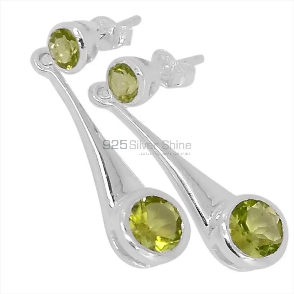 925 Sterling Silver Earrings In Natural Peridot Gemstone 925SE487_0