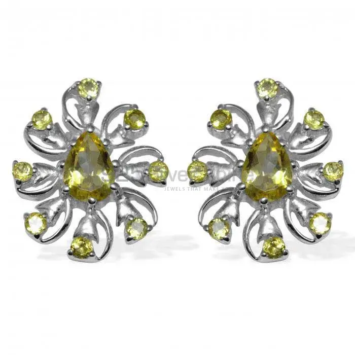 925 Sterling Silver Earrings In Natural Peridot Gemstone 925SE961