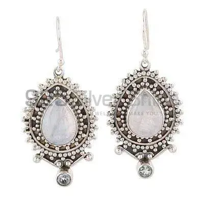925 Sterling Silver Earrings In Natural Rainbow Moonstone 925SE2022_0