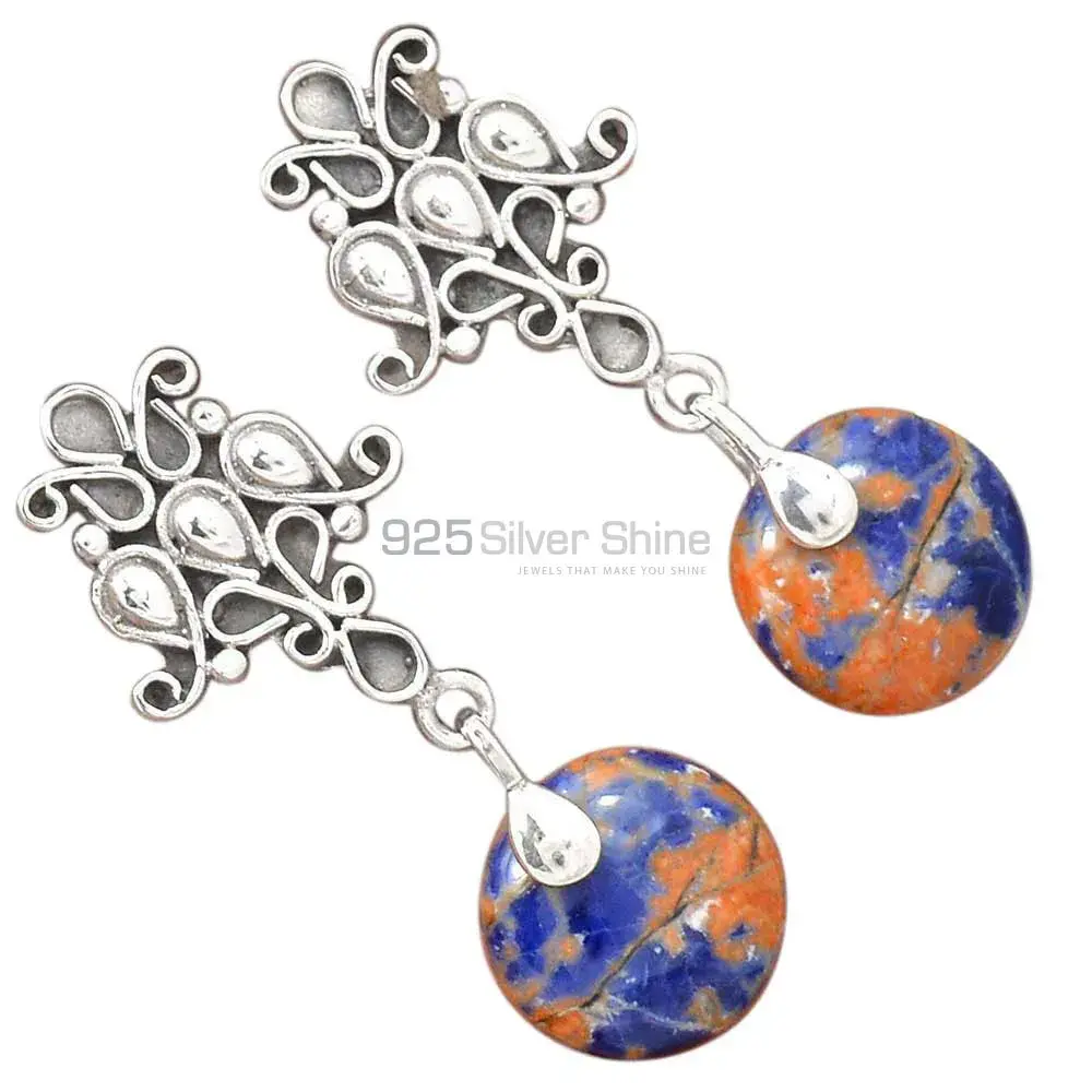925 Sterling Silver Earrings In Natural Sodalite Gemstone 925SE2044_2