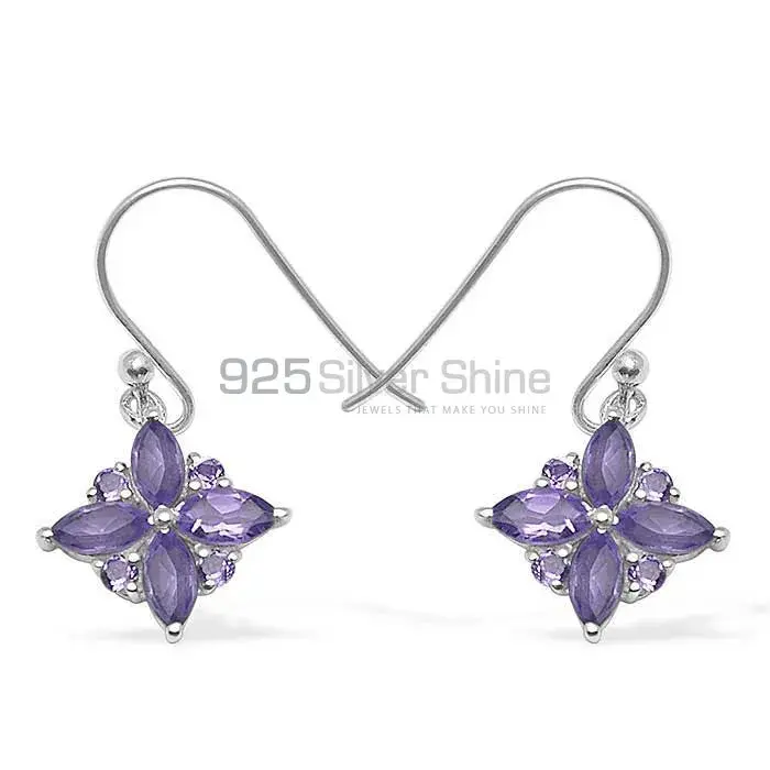 925 Sterling Silver Earrings In Semi Precious Amethyst Gemstone 925SE1041