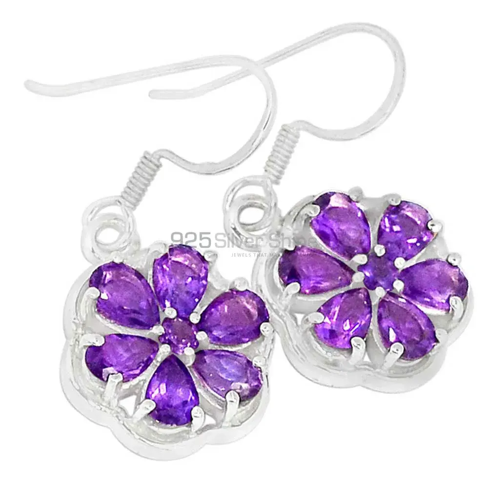 925 Sterling Silver Earrings In Semi Precious Amethyst Gemstone 925SE488