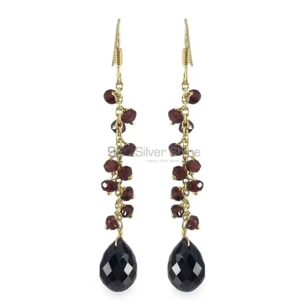 925 Sterling Silver Earrings In Semi Precious Black Onyx Gemstone 925SE1348