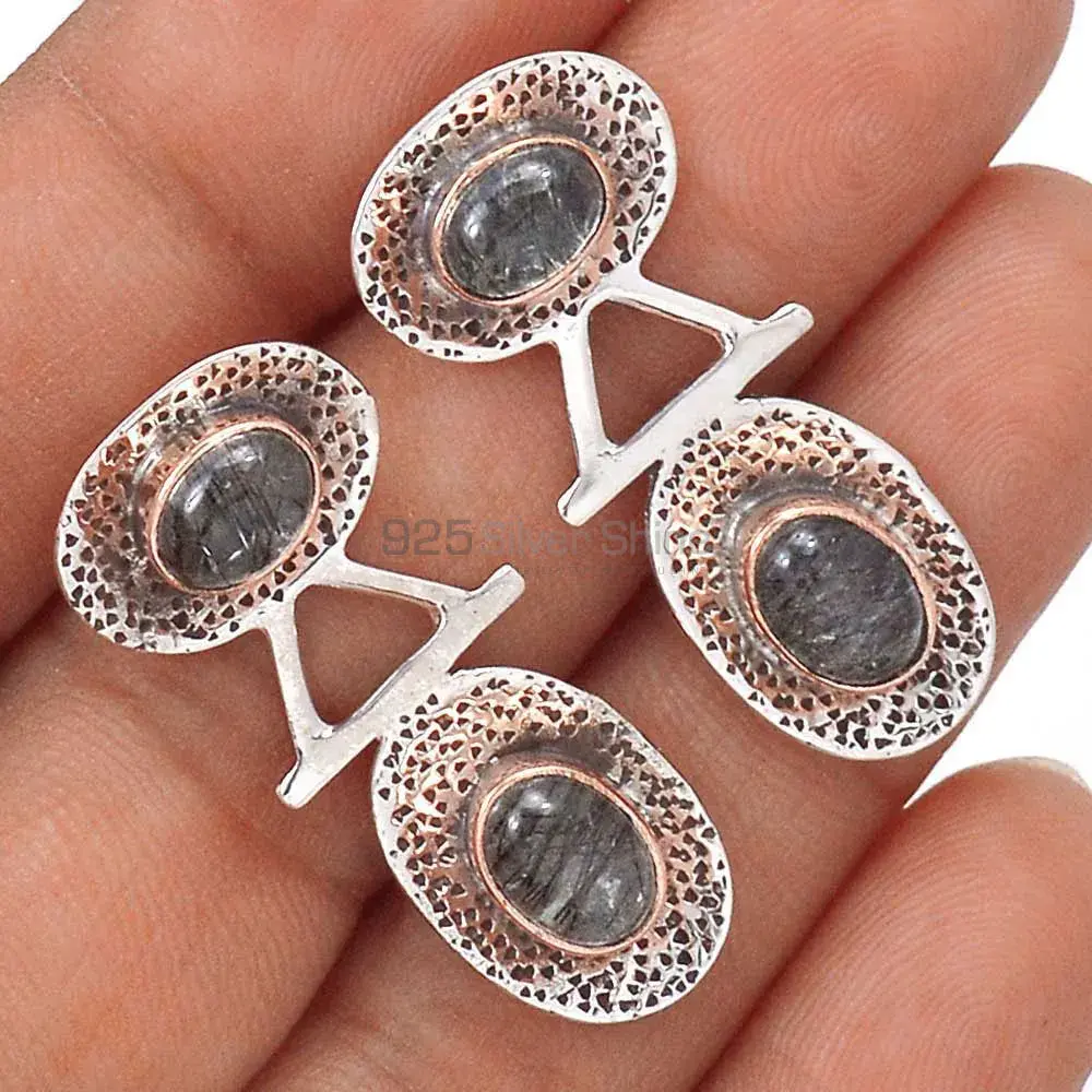 925 Sterling Silver Earrings Manufacturer In Semi Precious Black Rutile Gemstone 925SE2124_0
