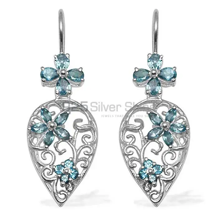 925 Sterling Silver Earrings Manufacturer In Semi Precious Blue Topaz Gemstone 925SE725