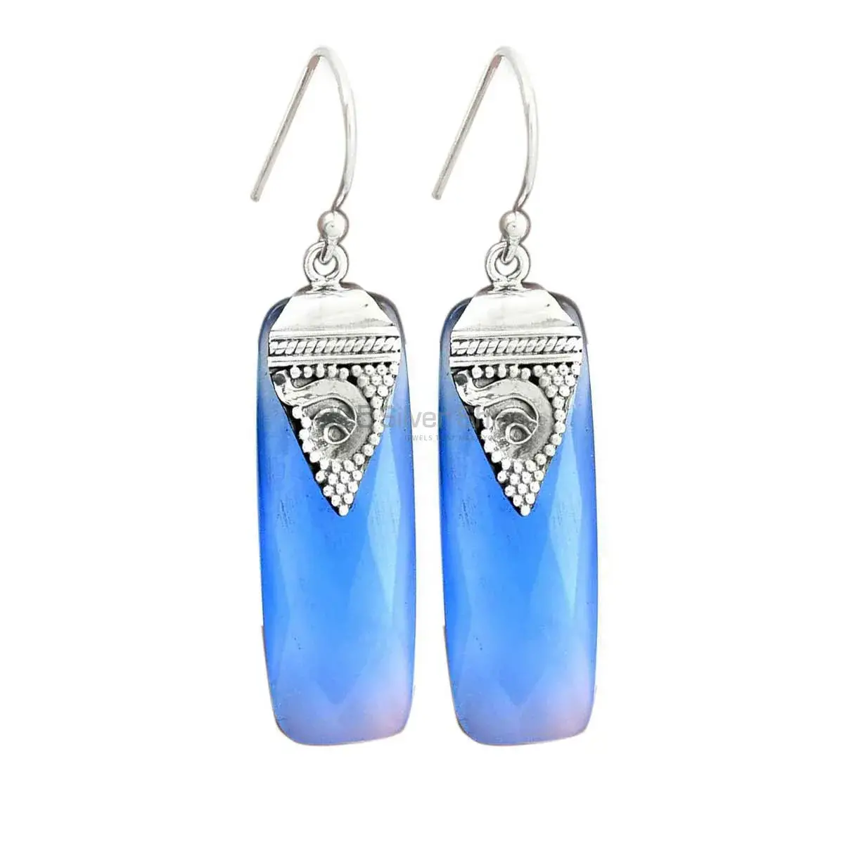 925 Sterling Silver Earrings In Semi Precious Chalcedony Gemstone 925SE2519_0