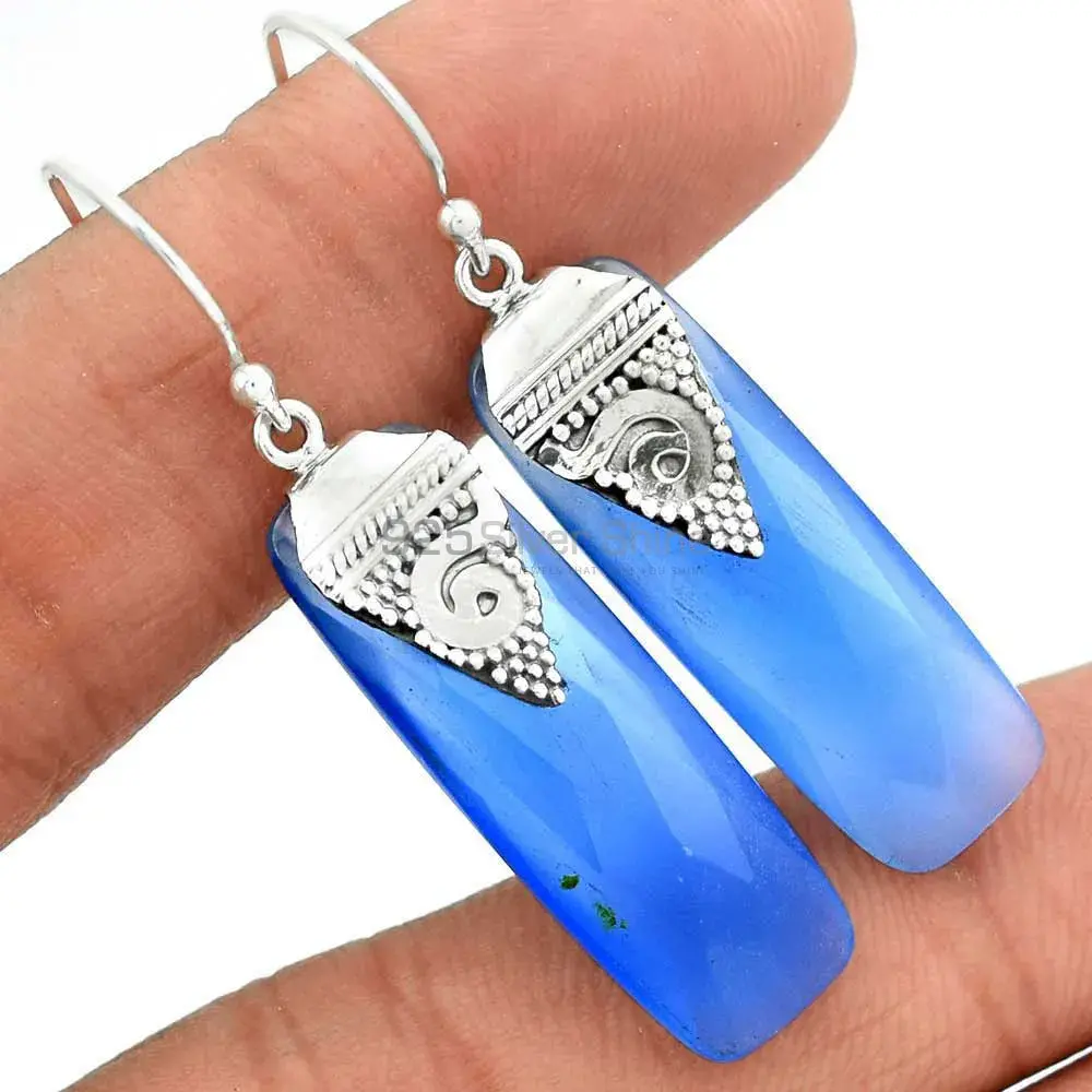 925 Sterling Silver Earrings In Semi Precious Chalcedony Gemstone 925SE2519_2