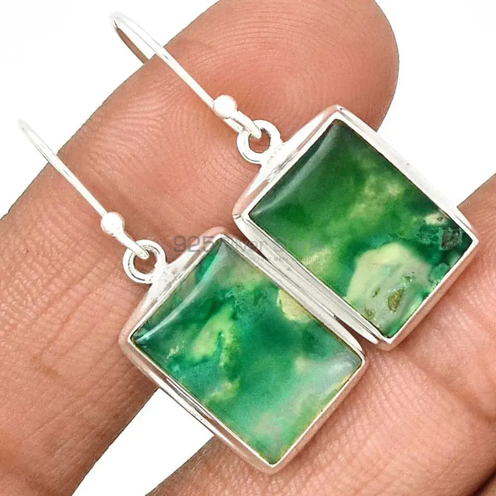 925 Sterling Silver Earrings Manufacturer In Semi Precious Chrysoprase Gemstone 925SE2282_0