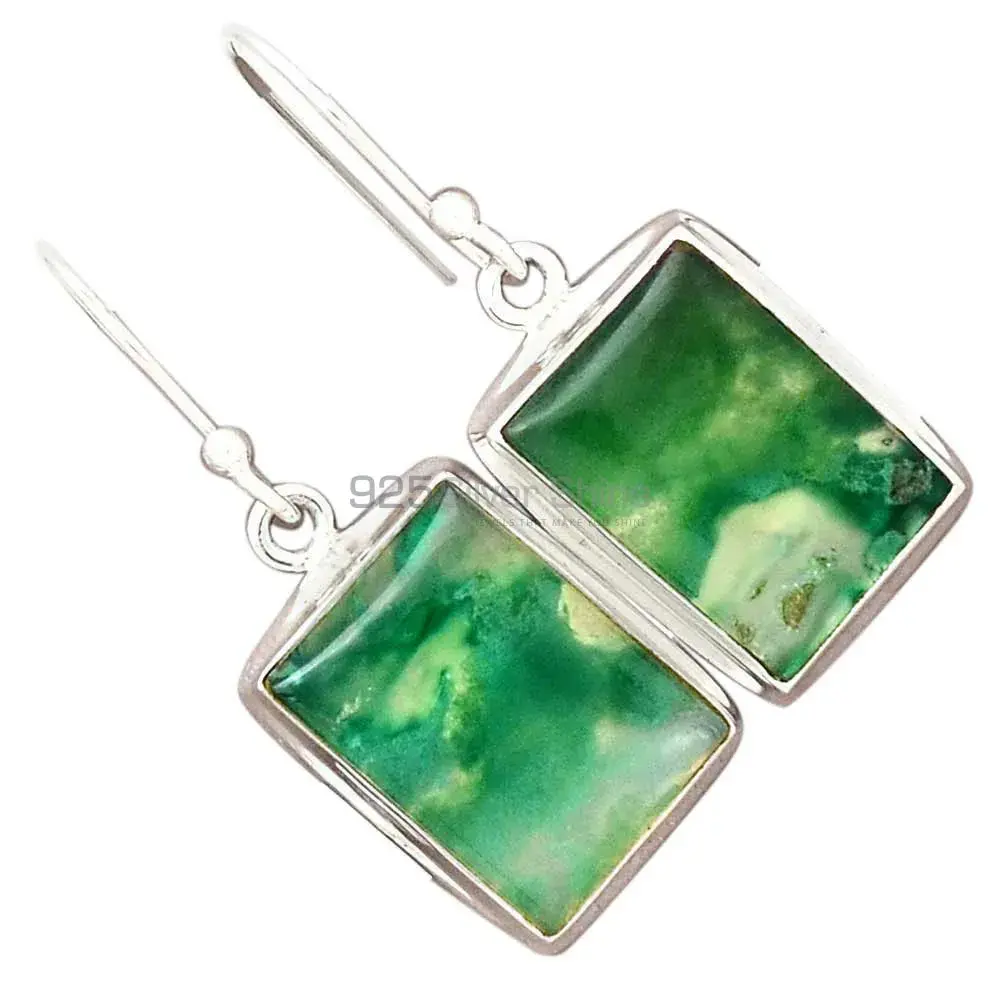 925 Sterling Silver Earrings In Semi Precious Chrysoprase Gemstone 925SE2282_3