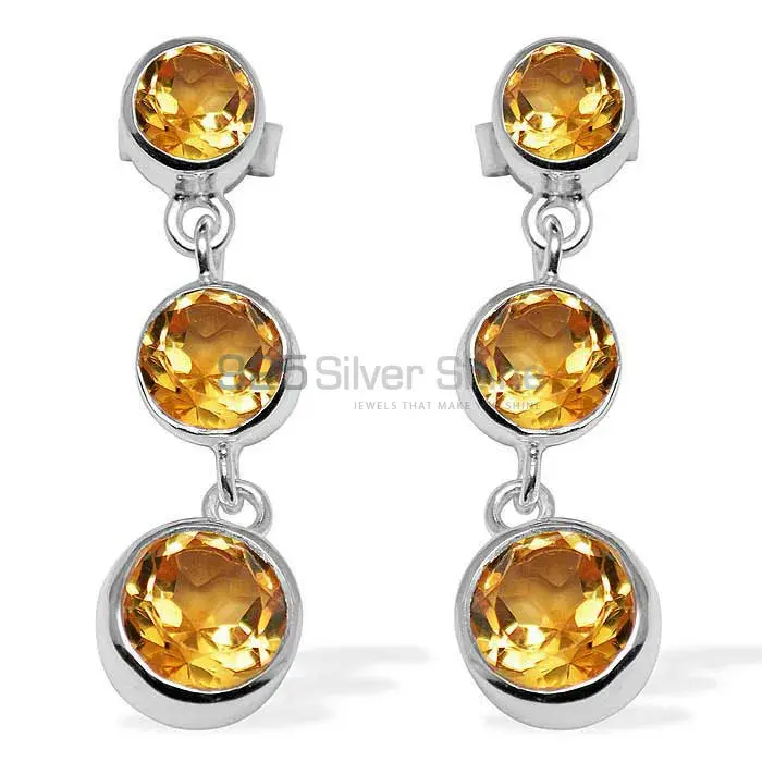925 Sterling Silver Earrings In Semi Precious Citrine Gemstone 925SE1120_0