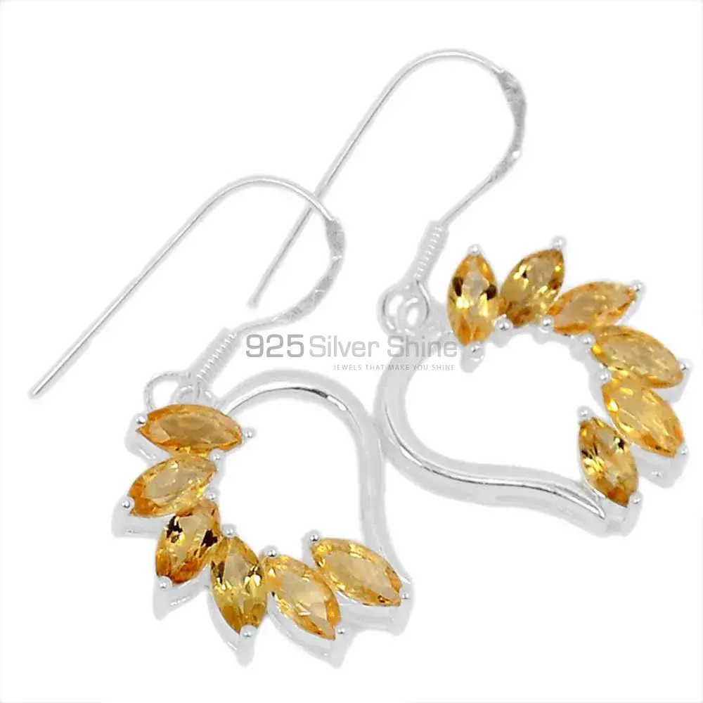 925 Sterling Silver Earrings In Semi Precious Citrine Gemstone 925SE409