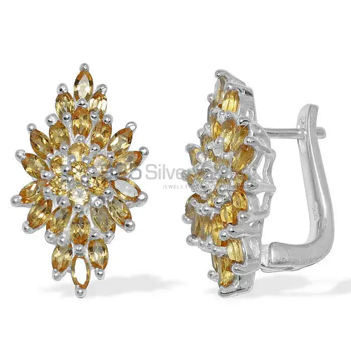 925 Sterling Silver Earrings Manufacturer In Semi Precious Citrine Gemstone 925SE883