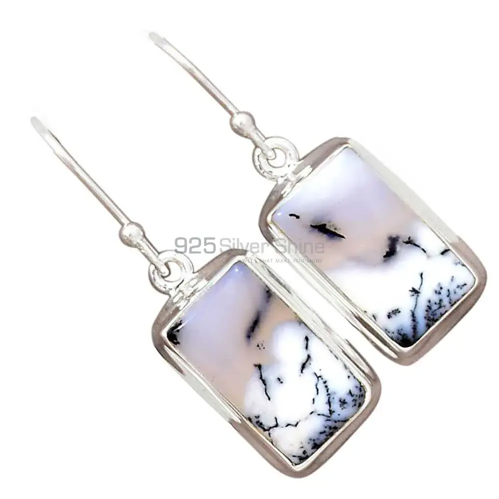 925 Sterling Silver Earrings In Semi Precious Dendritic Jasper Gemstone 925SE2764_1