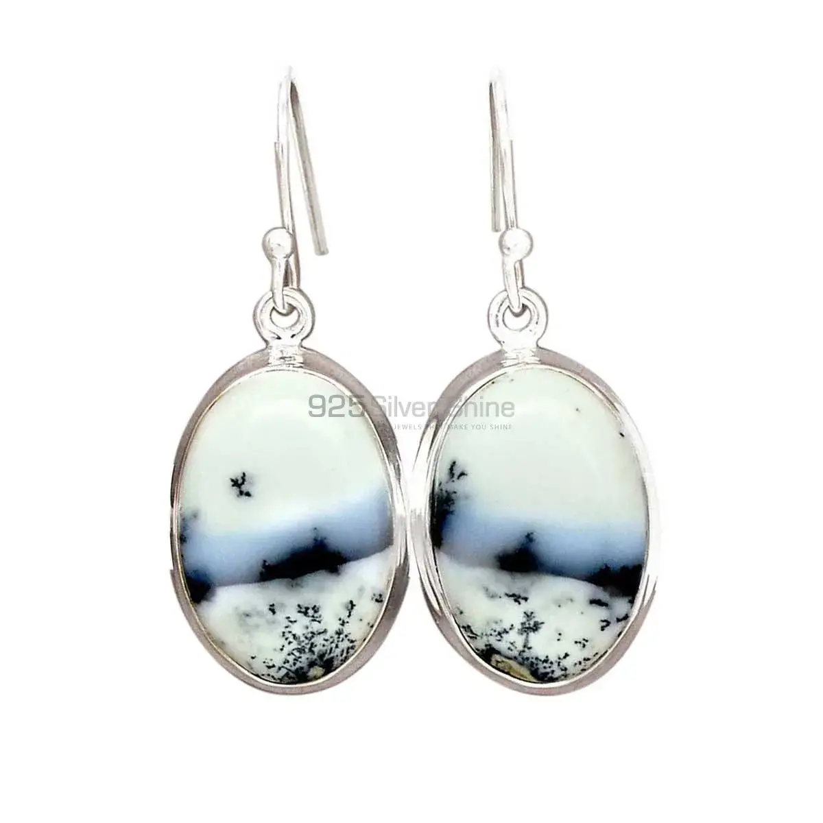 925 Sterling Silver Earrings In Semi Precious Dendritic Jasper Gemstone 925SE2764_10