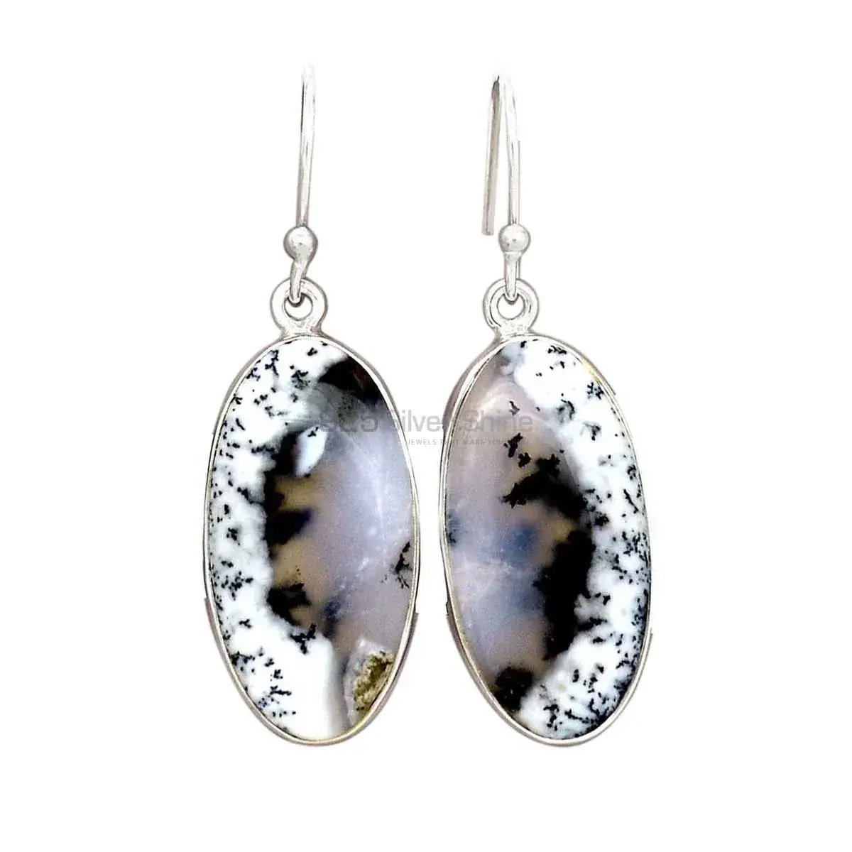 925 Sterling Silver Earrings In Semi Precious Dendritic Jasper Gemstone 925SE2764_12