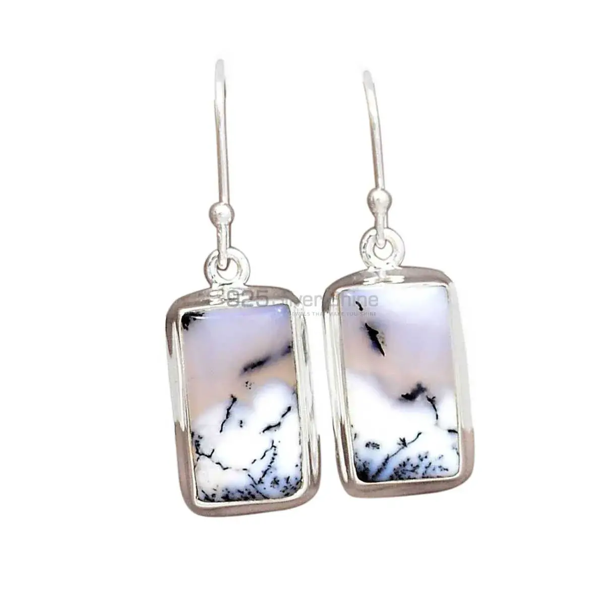 925 Sterling Silver Earrings In Semi Precious Dendritic Jasper Gemstone 925SE2764_15
