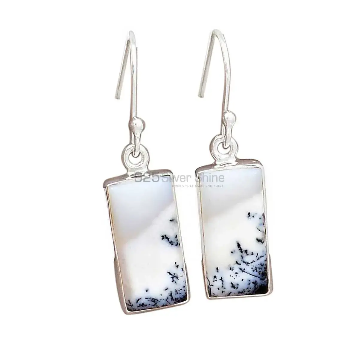 925 Sterling Silver Earrings In Semi Precious Dendritic Jasper Gemstone 925SE2764_16