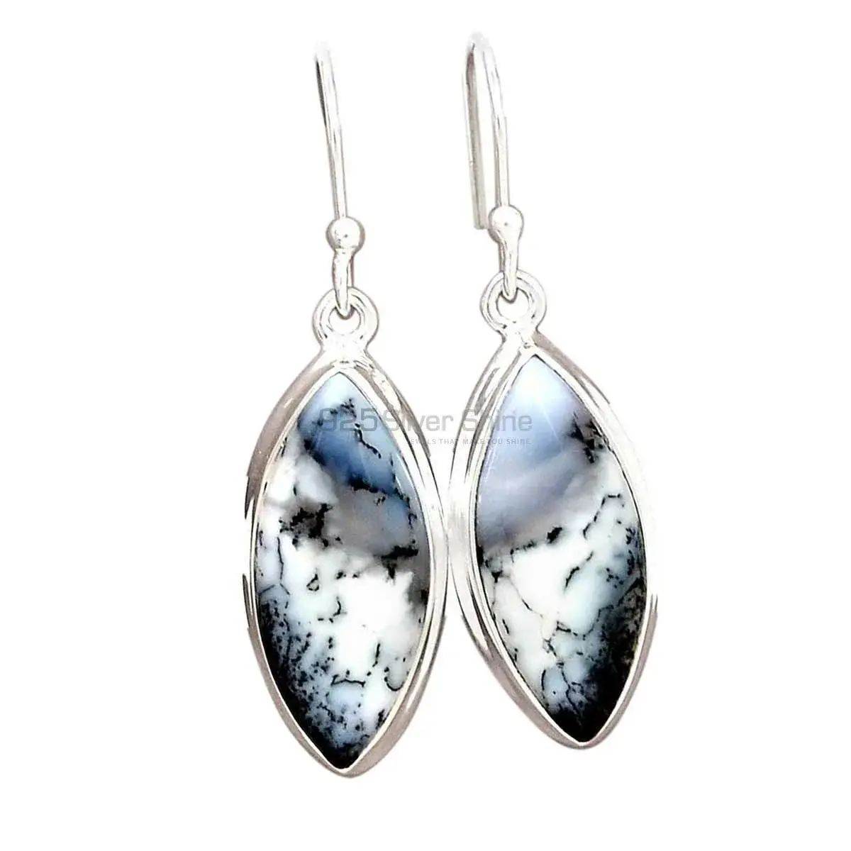 925 Sterling Silver Earrings In Semi Precious Dendritic Jasper Gemstone 925SE2764_2