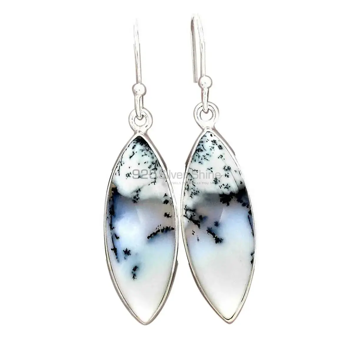 925 Sterling Silver Earrings In Semi Precious Dendritic Jasper Gemstone 925SE2764_4