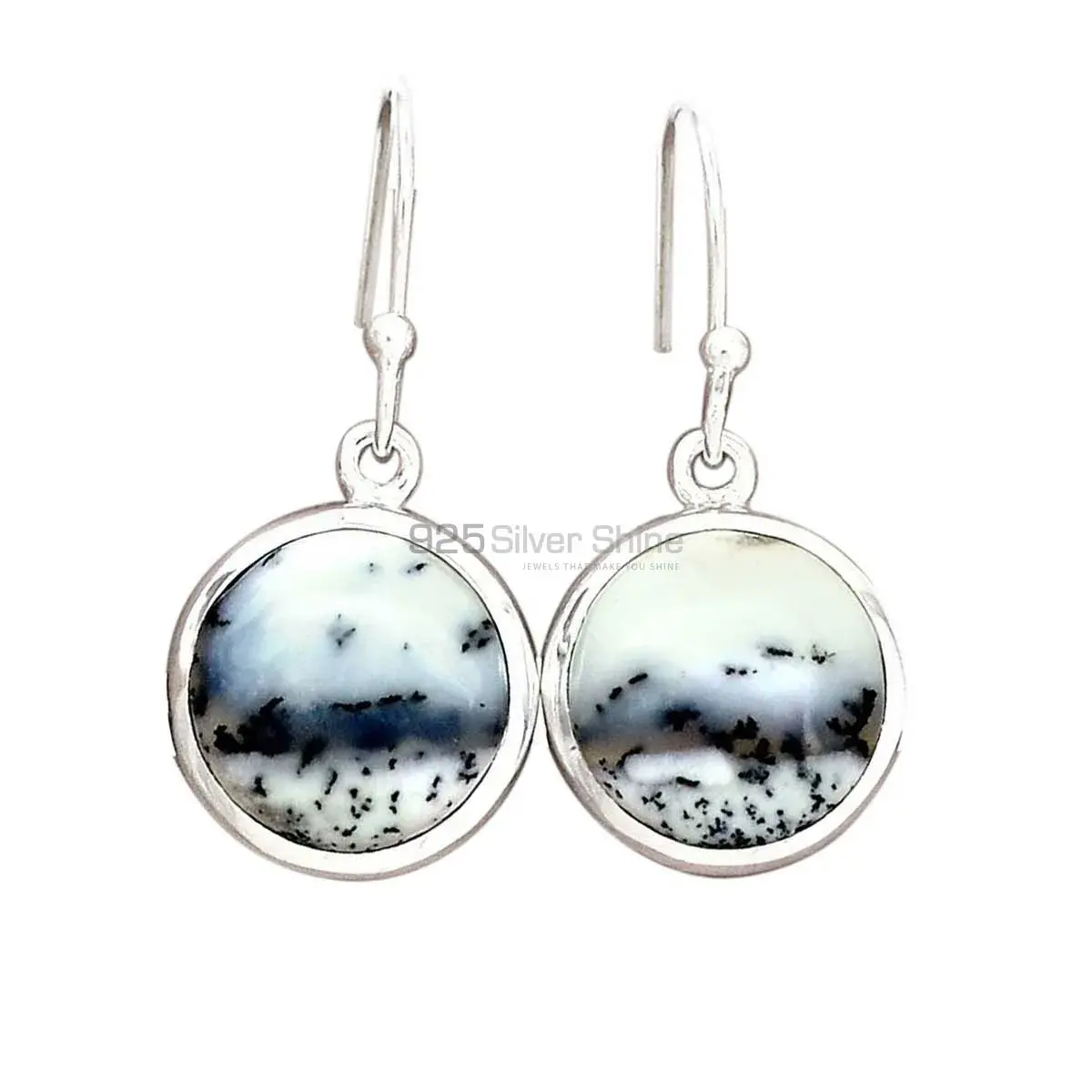 925 Sterling Silver Earrings In Semi Precious Dendritic Jasper Gemstone 925SE2764_6
