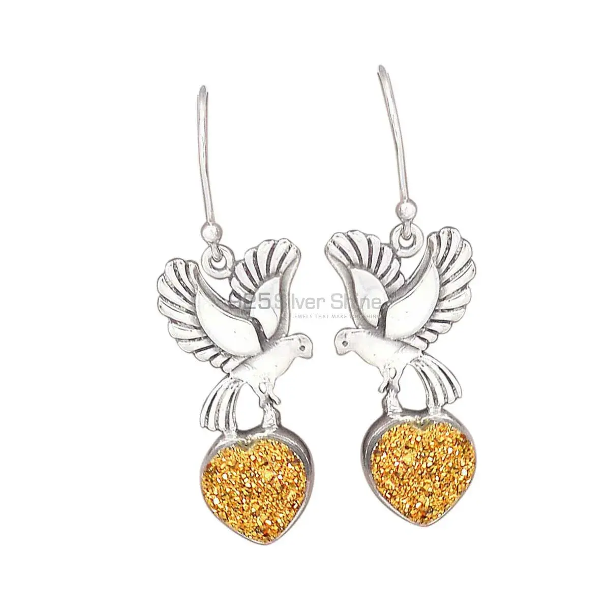 925 Sterling Silver Earrings In Semi Precious Druzy Gemstone 925SE2672_0