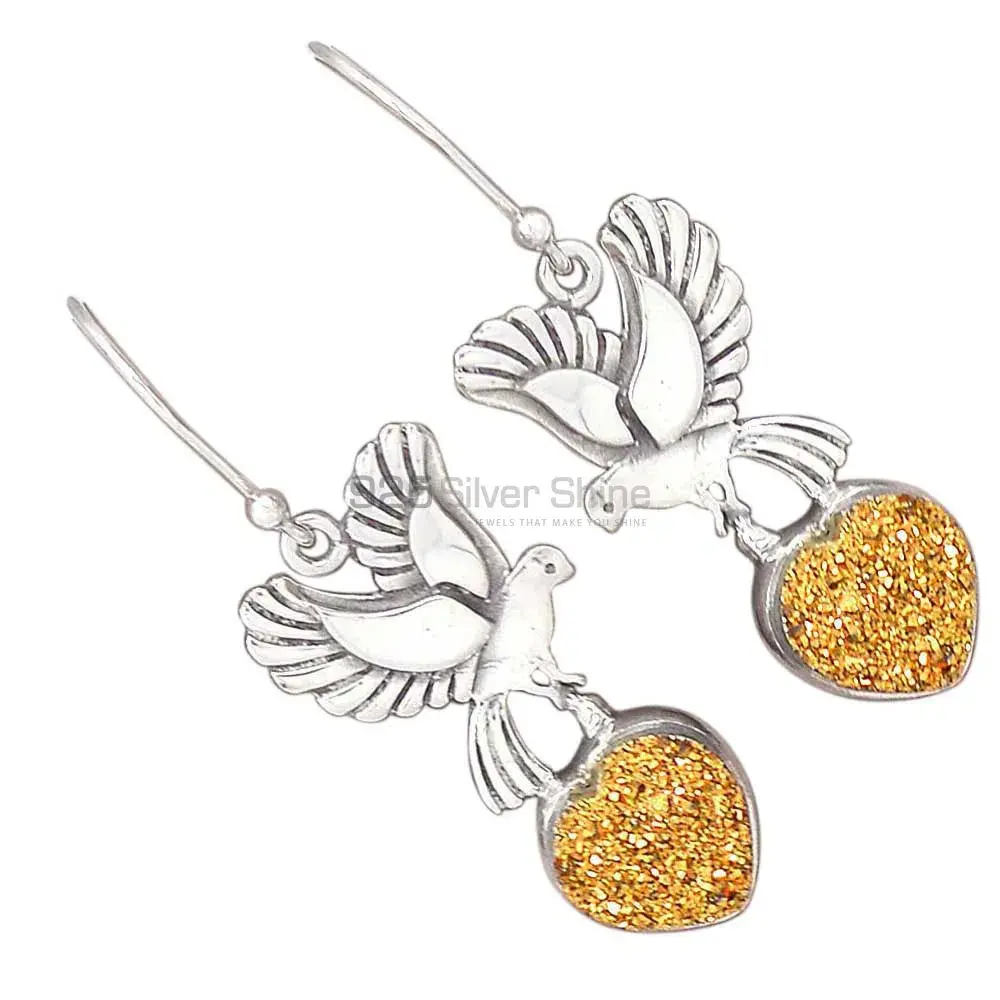 925 Sterling Silver Earrings In Semi Precious Druzy Gemstone 925SE2672_1