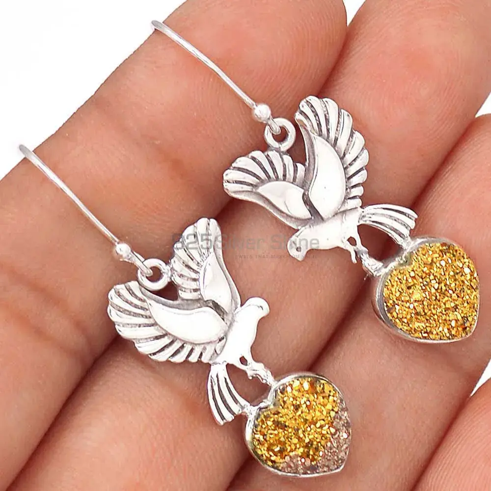 925 Sterling Silver Earrings In Semi Precious Druzy Gemstone 925SE2672_2