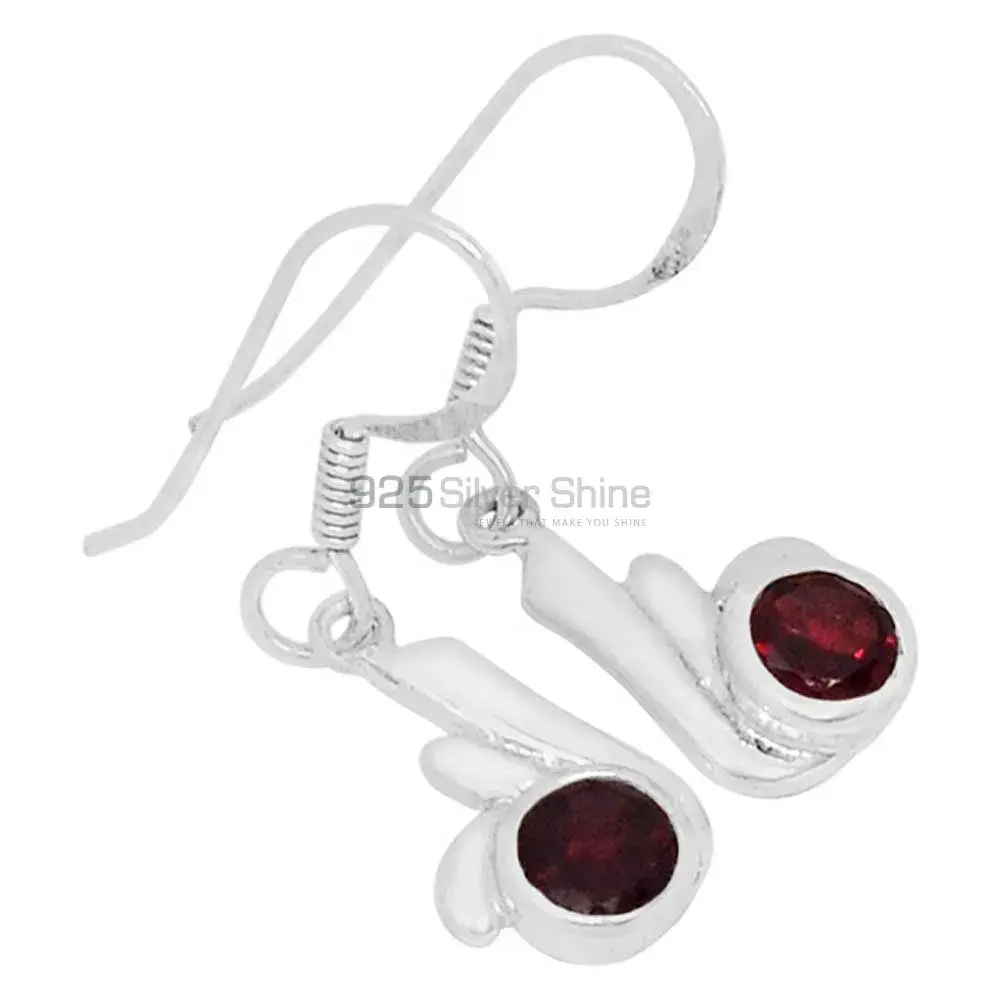 925 Sterling Silver Earrings In Semi Precious Garnet Gemstone 925SE567_0