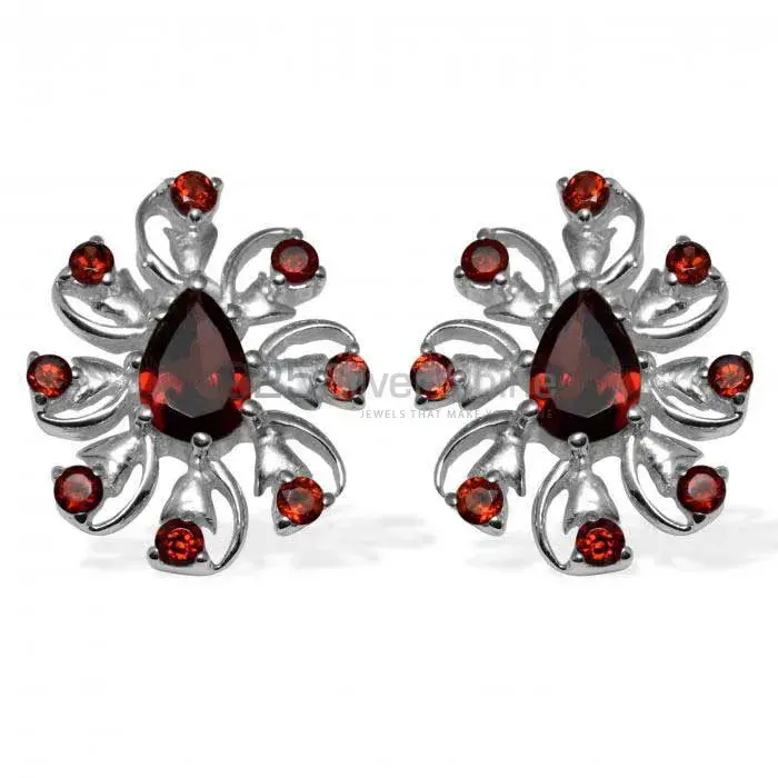 925 Sterling Silver Earrings In Semi Precious Garnet Gemstone 925SE962