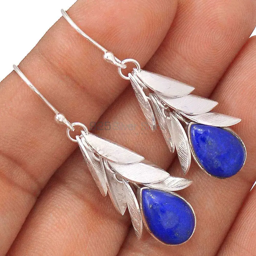 925 Sterling Silver Earrings In Semi Precious Lapis Gemstone 925SE2995_2
