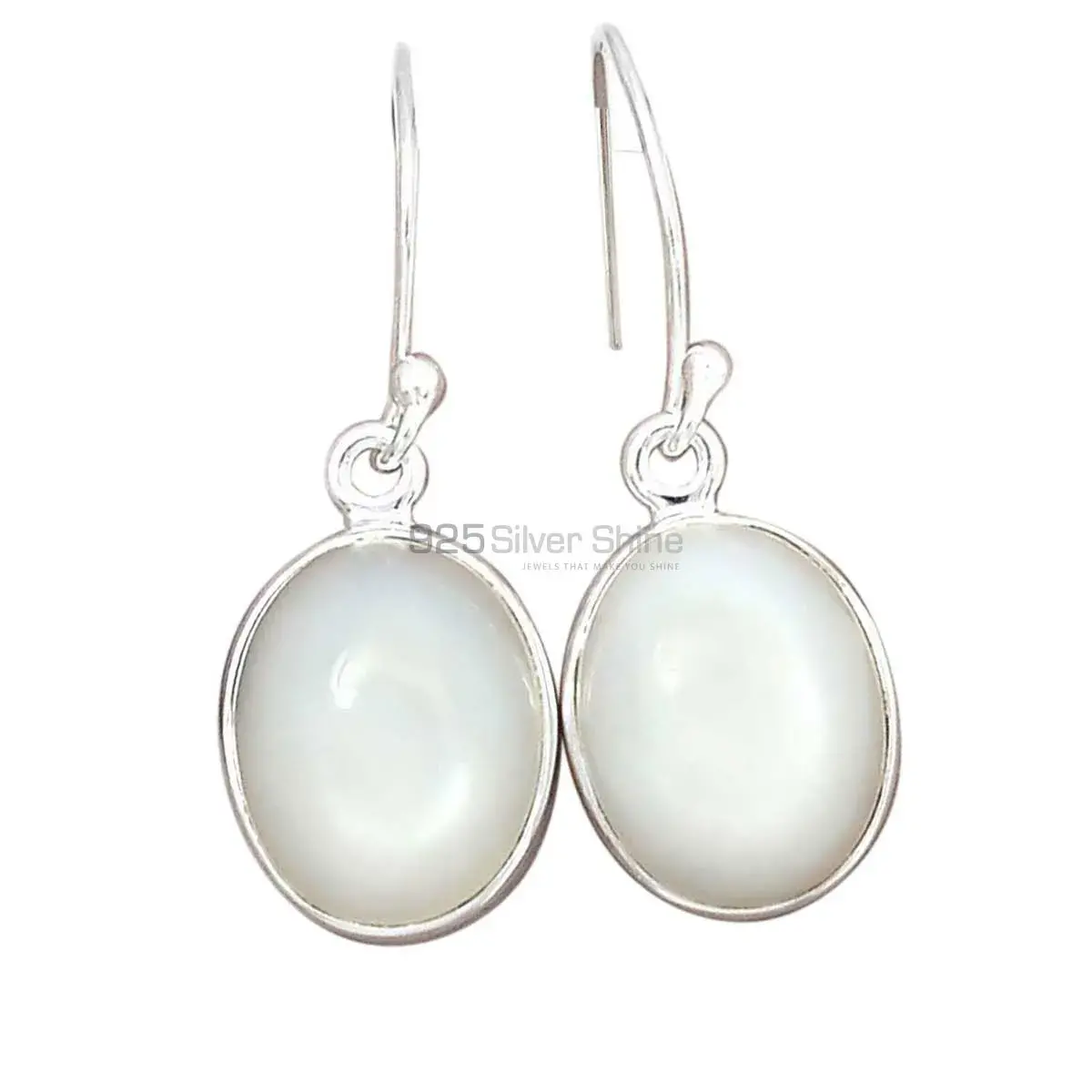 925 Sterling Silver Earrings In Semi Precious Mother Of Pearl Gemstone 925SE2361_0