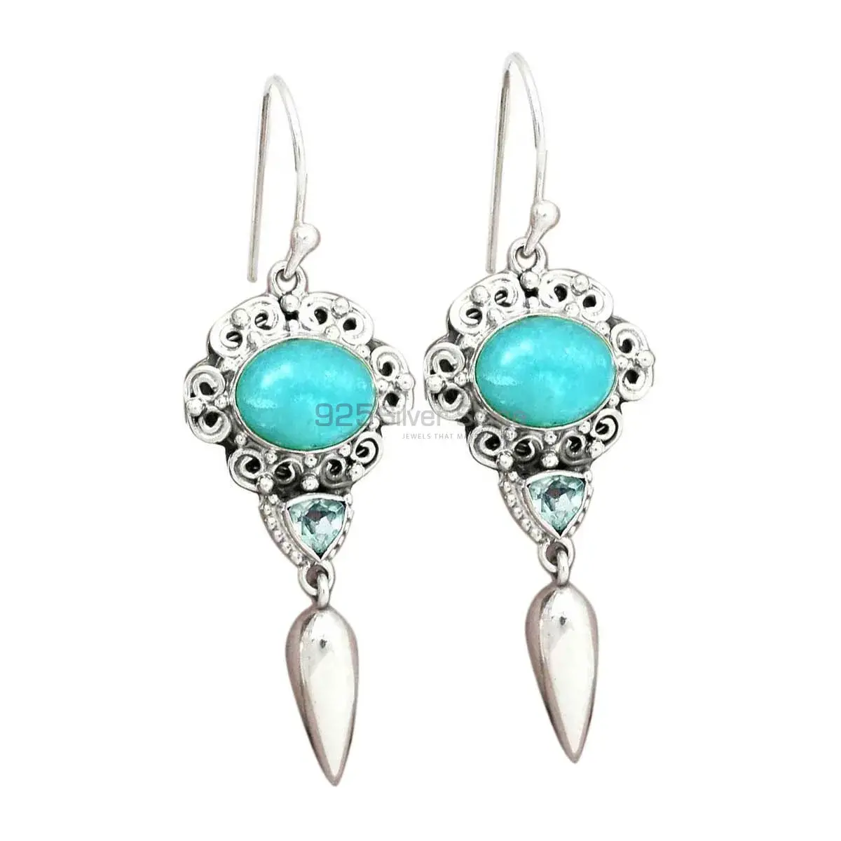 925 Sterling Silver Earrings In Semi Precious Multi Gemstone 925SE2440_0
