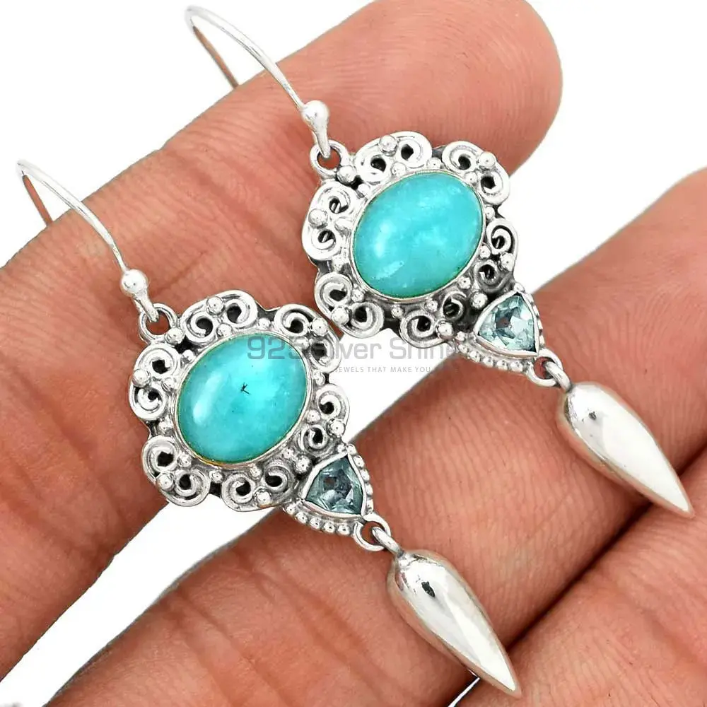925 Sterling Silver Earrings In Semi Precious Multi Gemstone 925SE2440_1