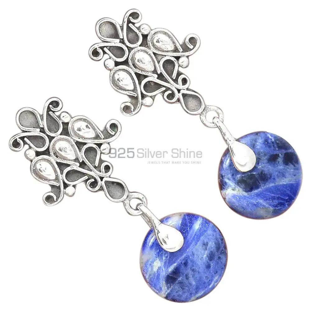925 Sterling Silver Earrings In Semi Precious Sodalite Gemstone 925SE2045_2