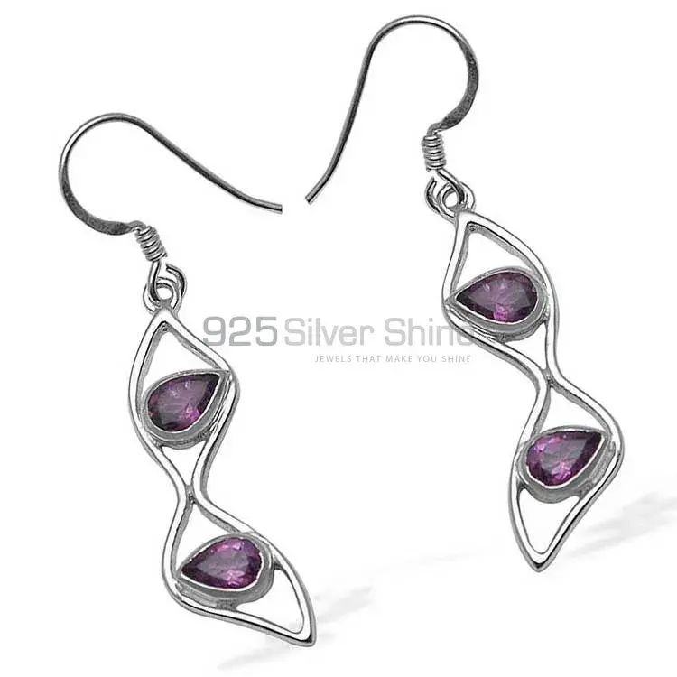 925 Sterling Silver Earrings Suppliers In Genuine Amethyst Gemstone 925SE799_0