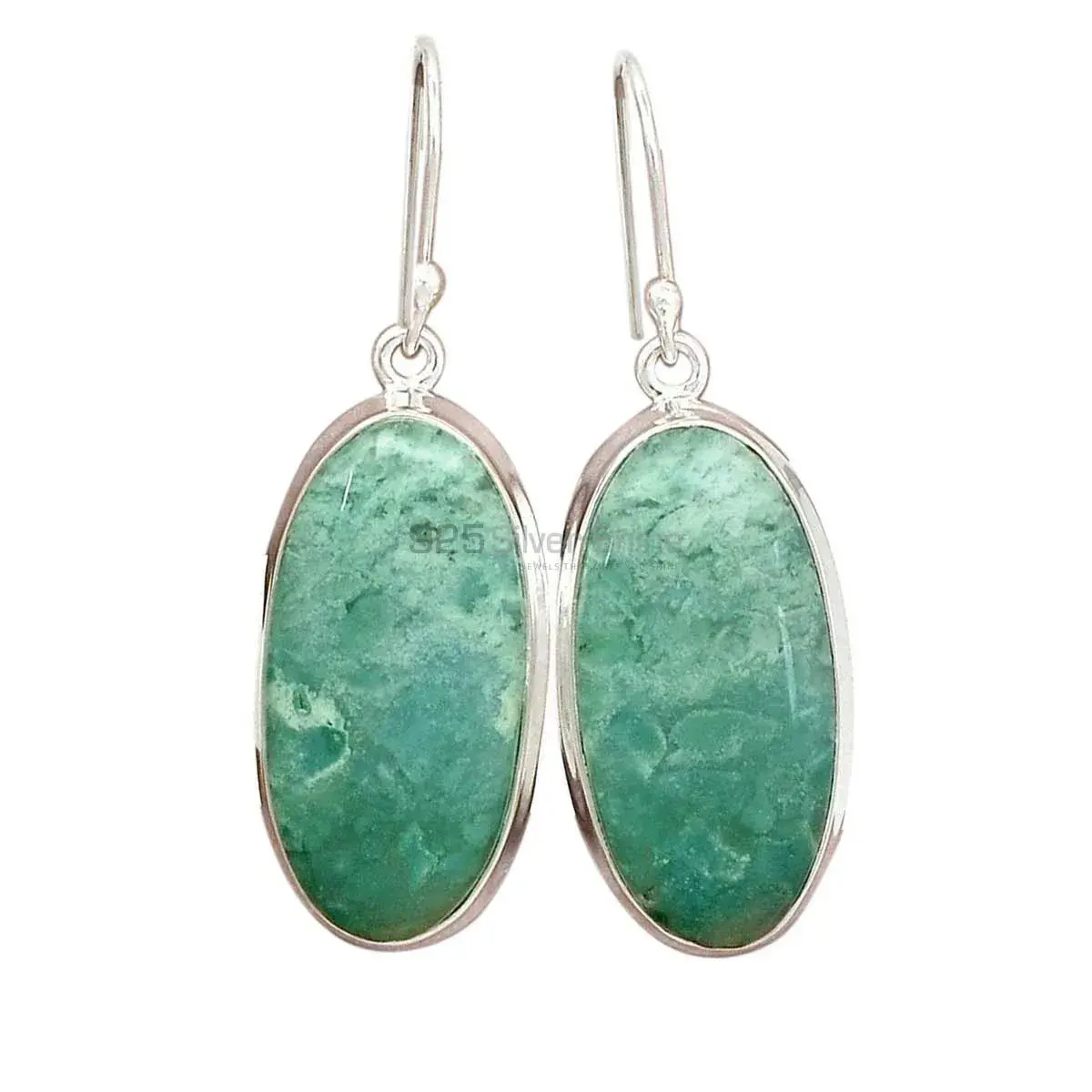 925 Sterling Silver Earrings In Genuine Chrysoprase Gemstone 925SE2277_0