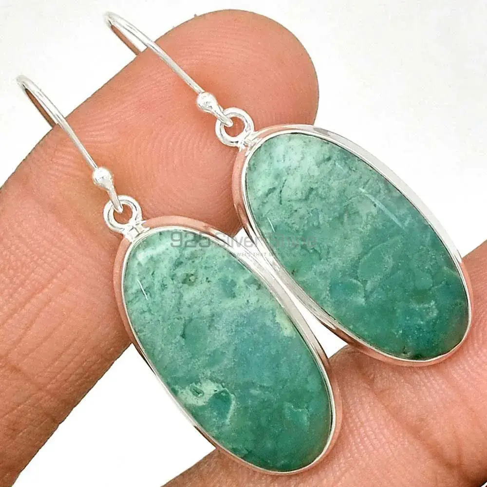 925 Sterling Silver Earrings Suppliers In Genuine Chrysoprase Gemstone 925SE2277_0