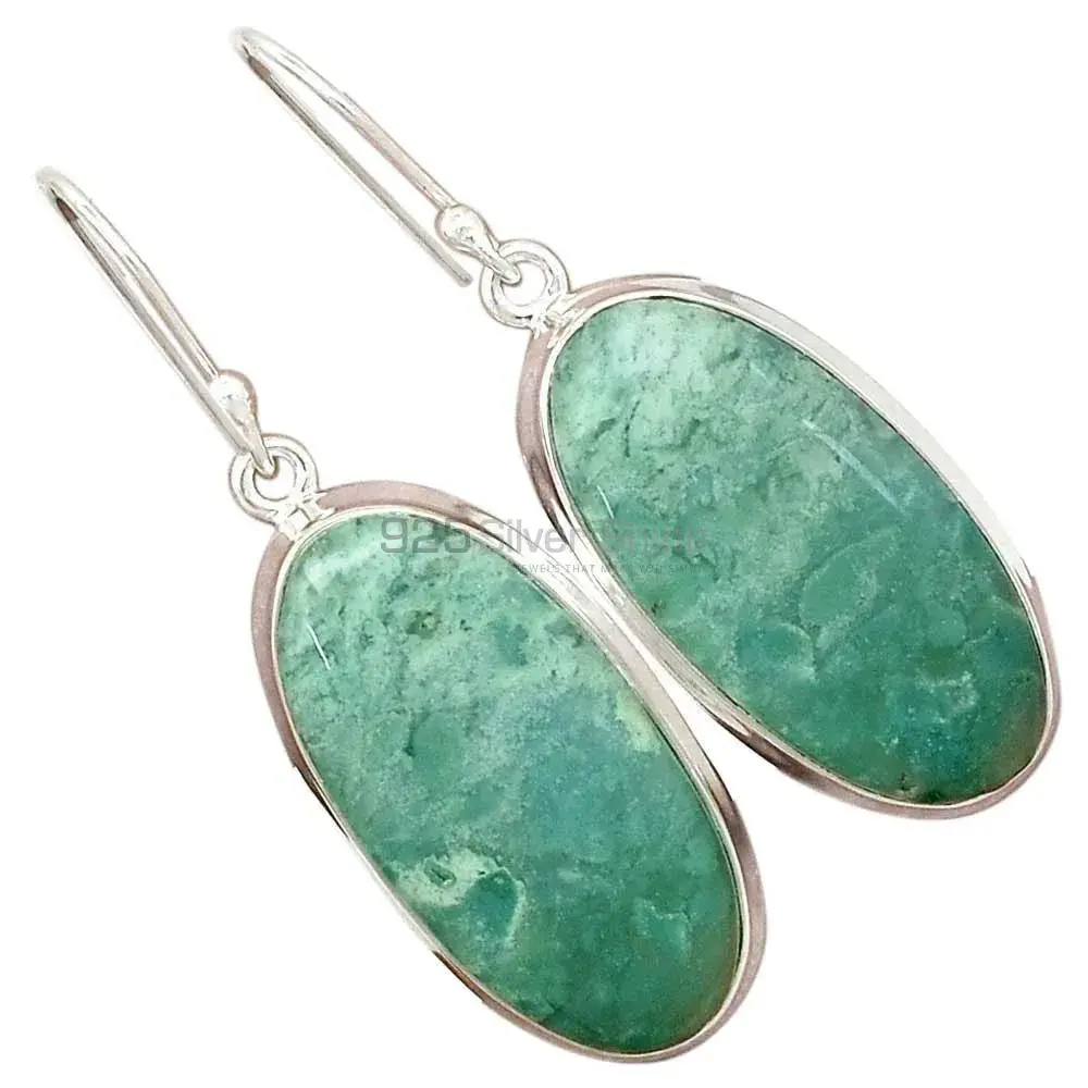 925 Sterling Silver Earrings In Genuine Chrysoprase Gemstone 925SE2277_2