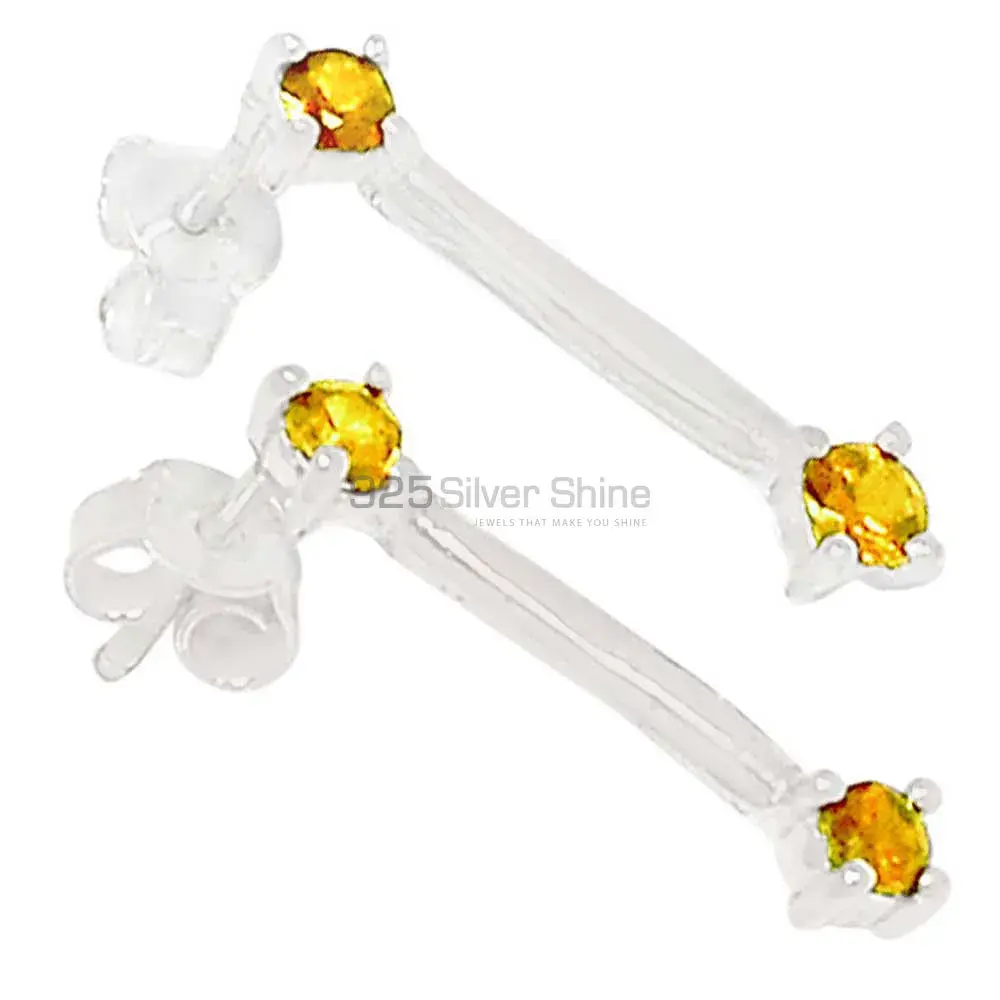 925 Sterling Silver Earrings Suppliers In Genuine Citrine Gemstone 925SE641