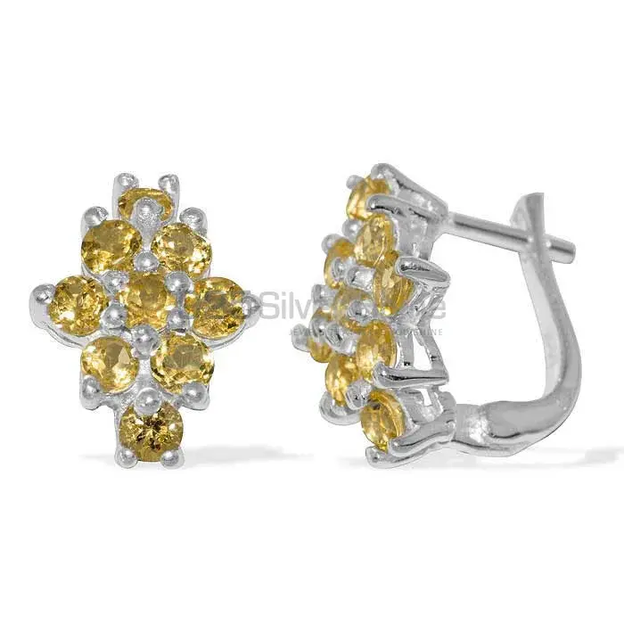 925 Sterling Silver Earrings In Genuine Citrine Gemstone 925SE878_0
