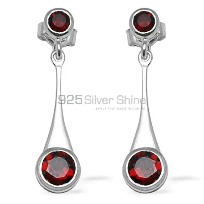 925 Sterling Silver Earrings Suppliers In Genuine Garnet Gemstone 925SE720