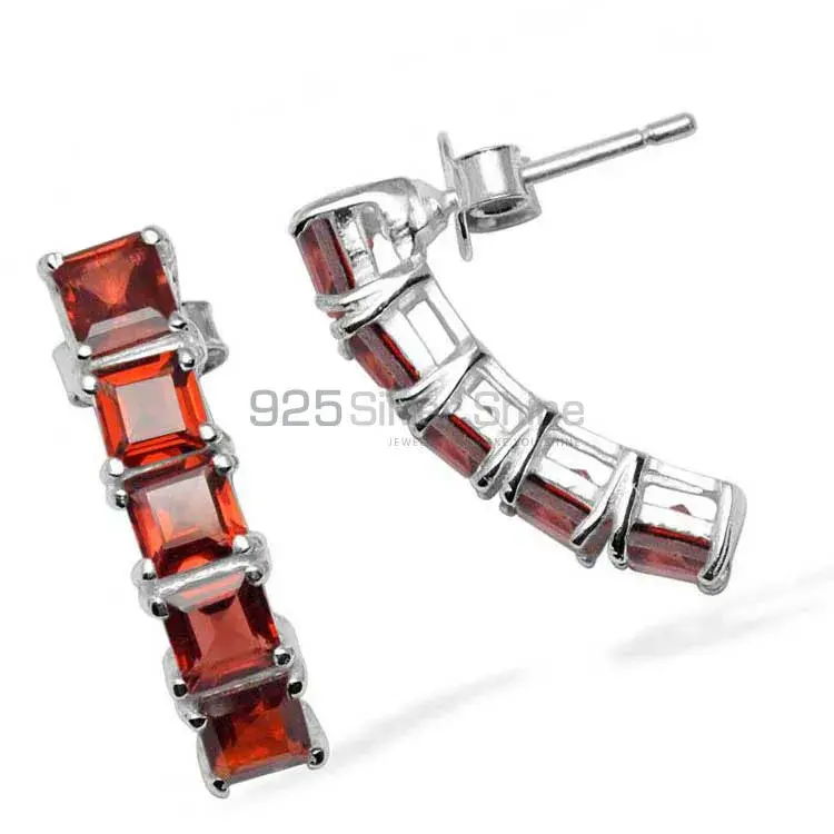 925 Sterling Silver Earrings Suppliers In Genuine Garnet Gemstone 925SE957_0