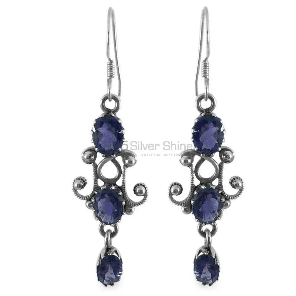 925 Sterling Silver Earrings In Genuine iolite Gemstone 925SE1343