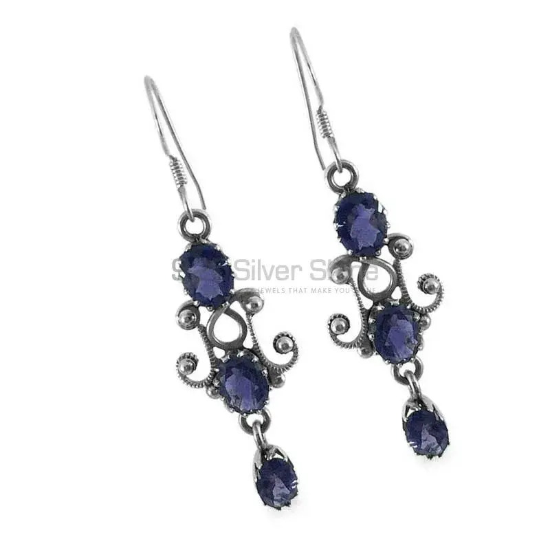925 Sterling Silver Earrings In Genuine iolite Gemstone 925SE1343_0