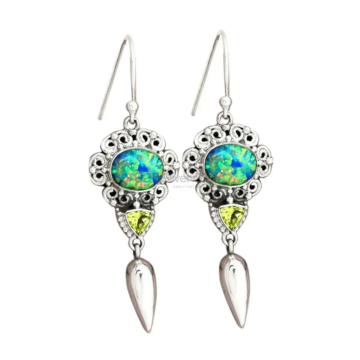 925 Sterling Silver Earrings In Genuine Multi Gemstone 925SE2435_0
